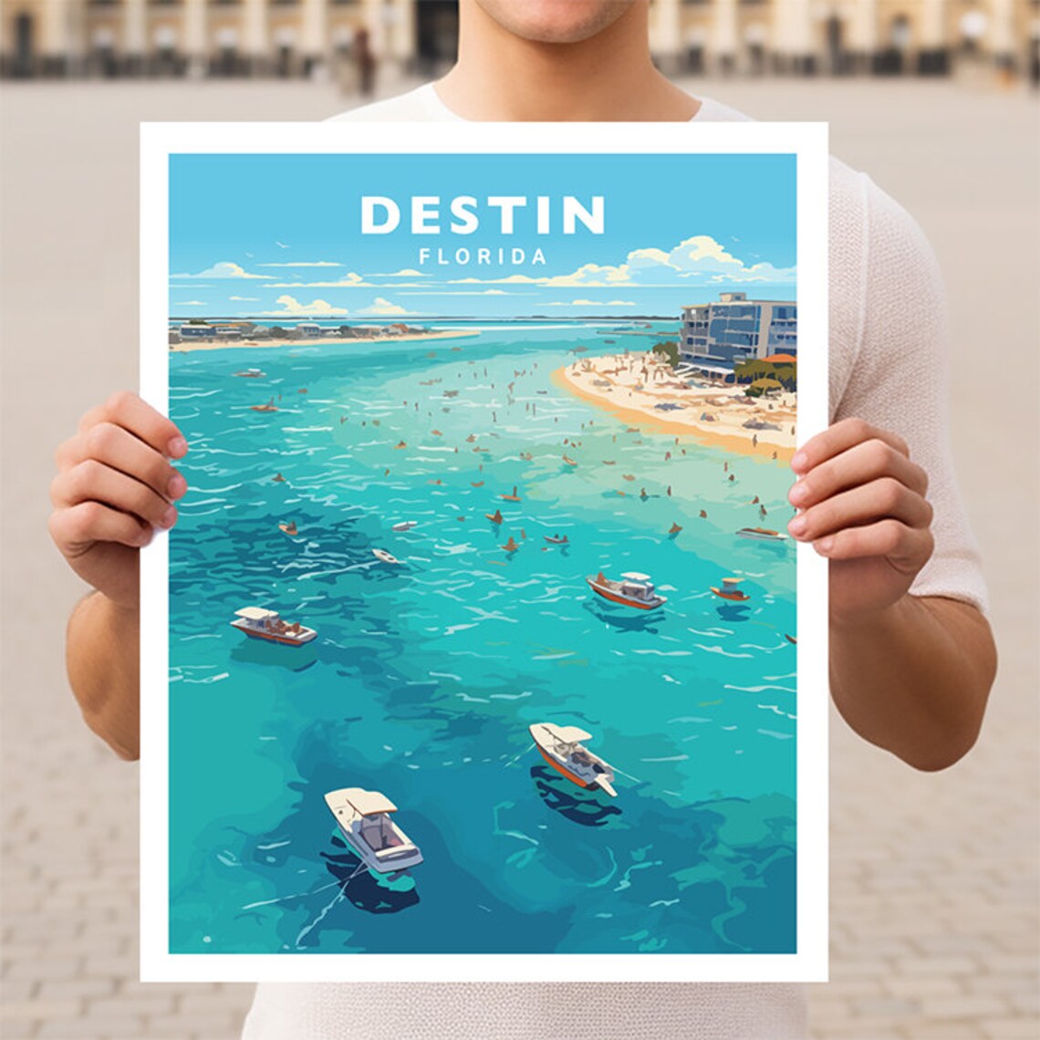Destin Florida Travel Poster, Coastal Wall Art Print