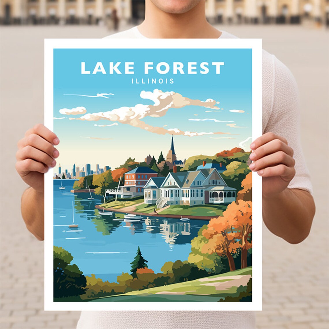 Lake Forest Illinois Travel Poster, Wall Art Print