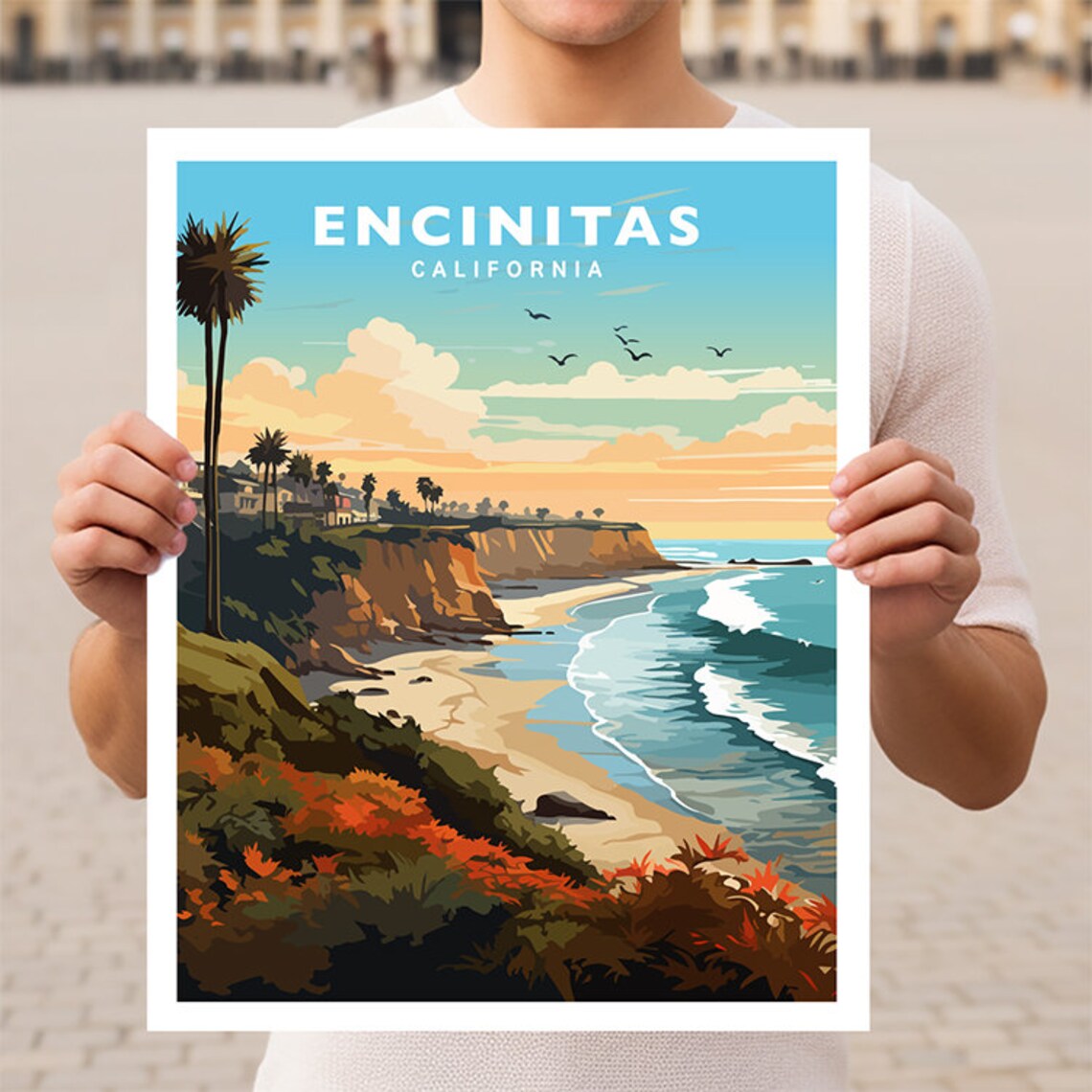 Encinitas California Travel Poster, Local Place Study