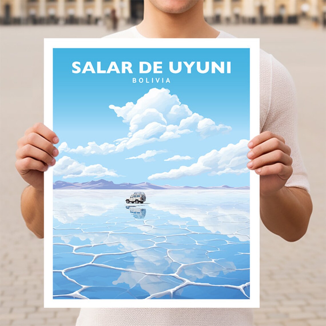 Salar De Uyuni Bolivia Travel Poster, Salt Flats