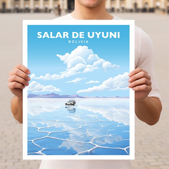 Salar De Uyuni Bolivia Travel Poster, Salt Flats