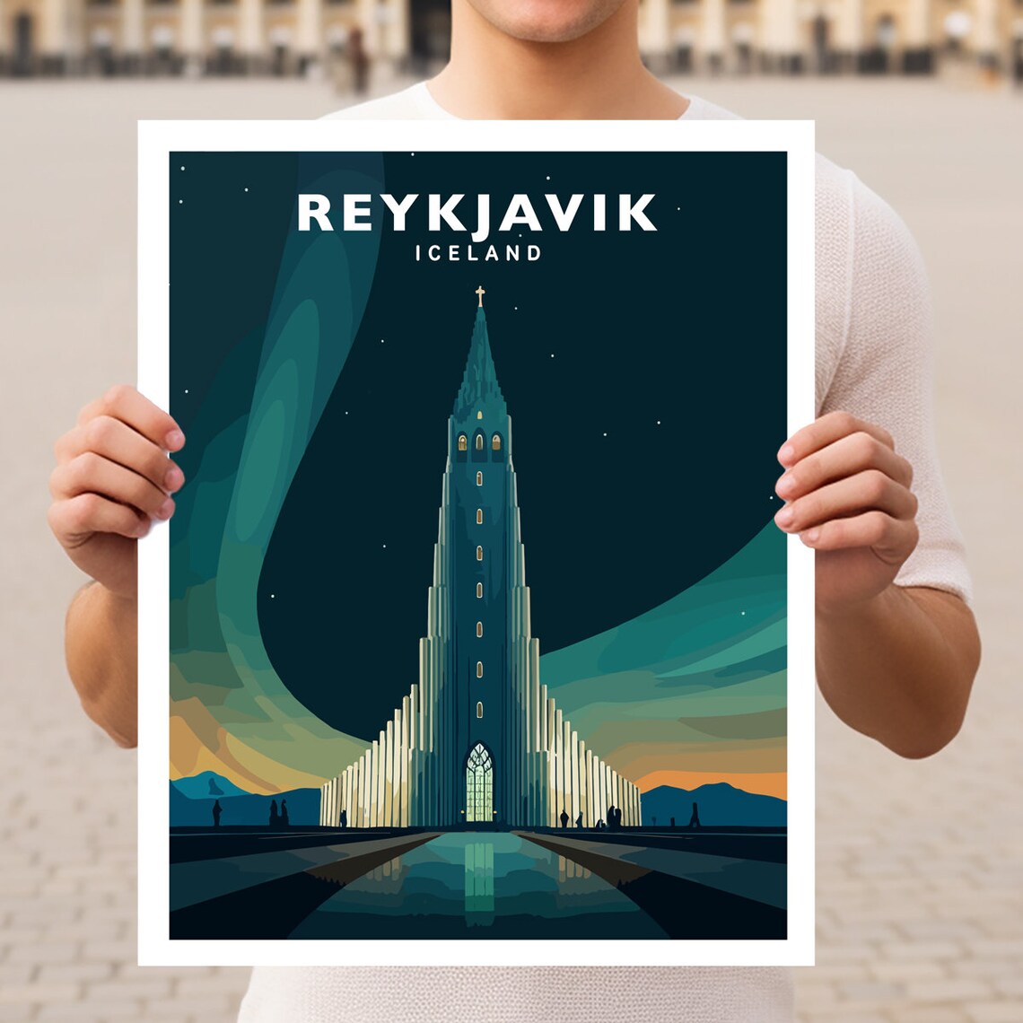 Reykjavik Hallgrimskirkja Travel Poster Print