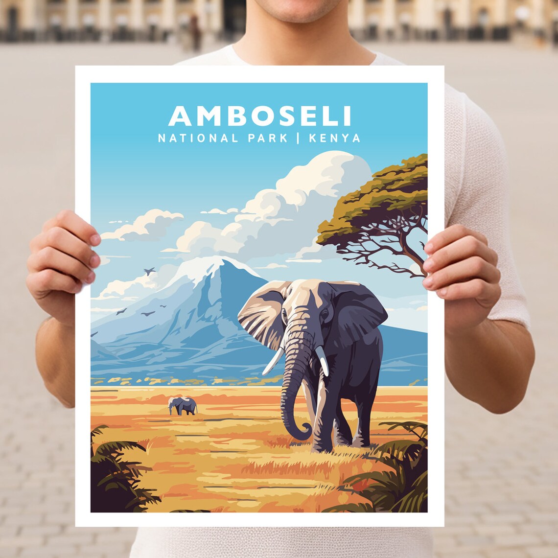 Amboseli National Park Kenya Travel Poster