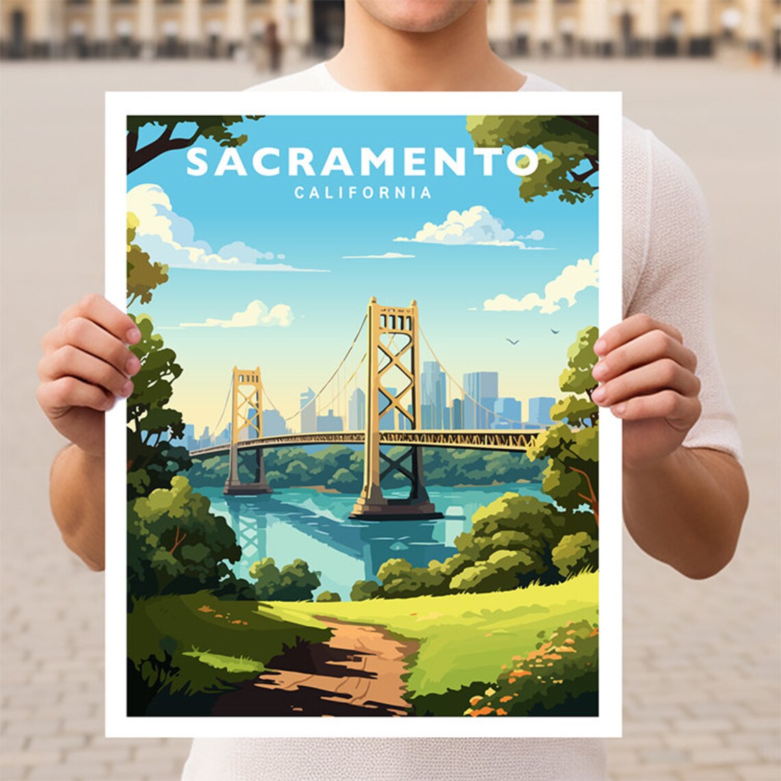 Sacramento California Travel Poster, USA Travel Art