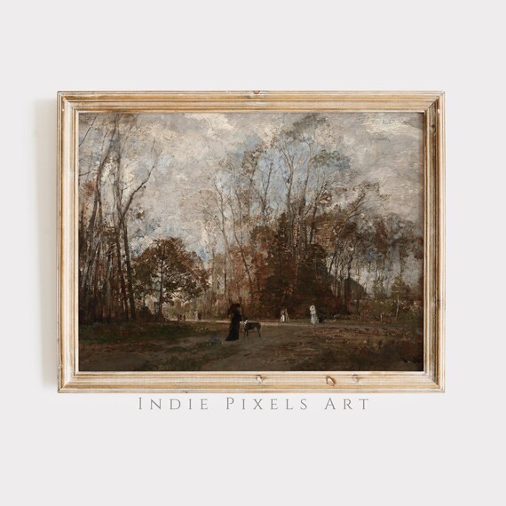 Wall Art Vintage Fall Landscape Print Vintage Autumn Forest Moody Countryside Painting Farmhouse Decor Print