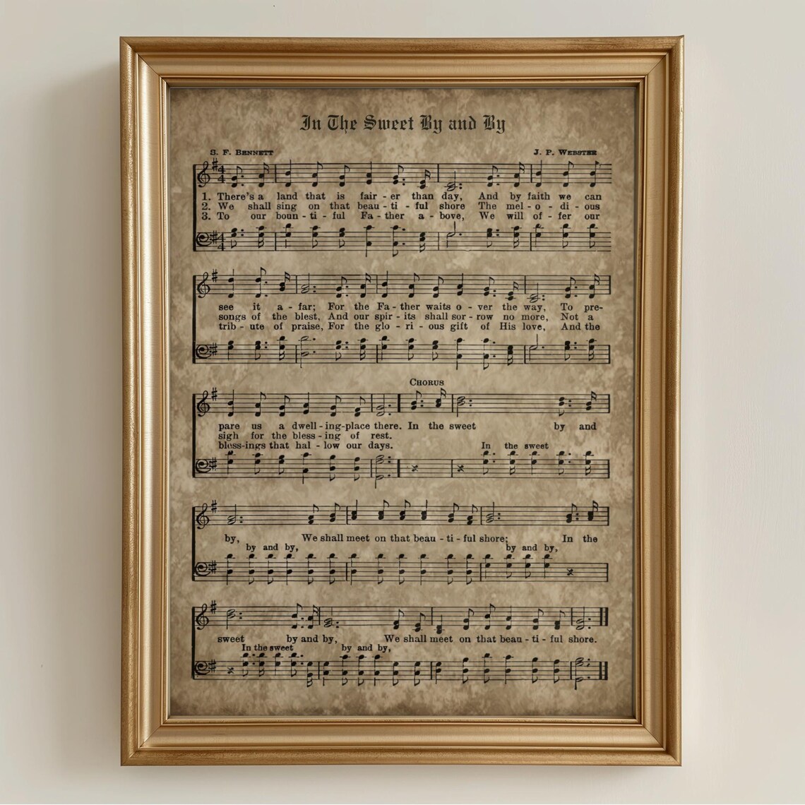 In the Sweet By and By Vintage Christian Hymn Sheet Music Wall Art