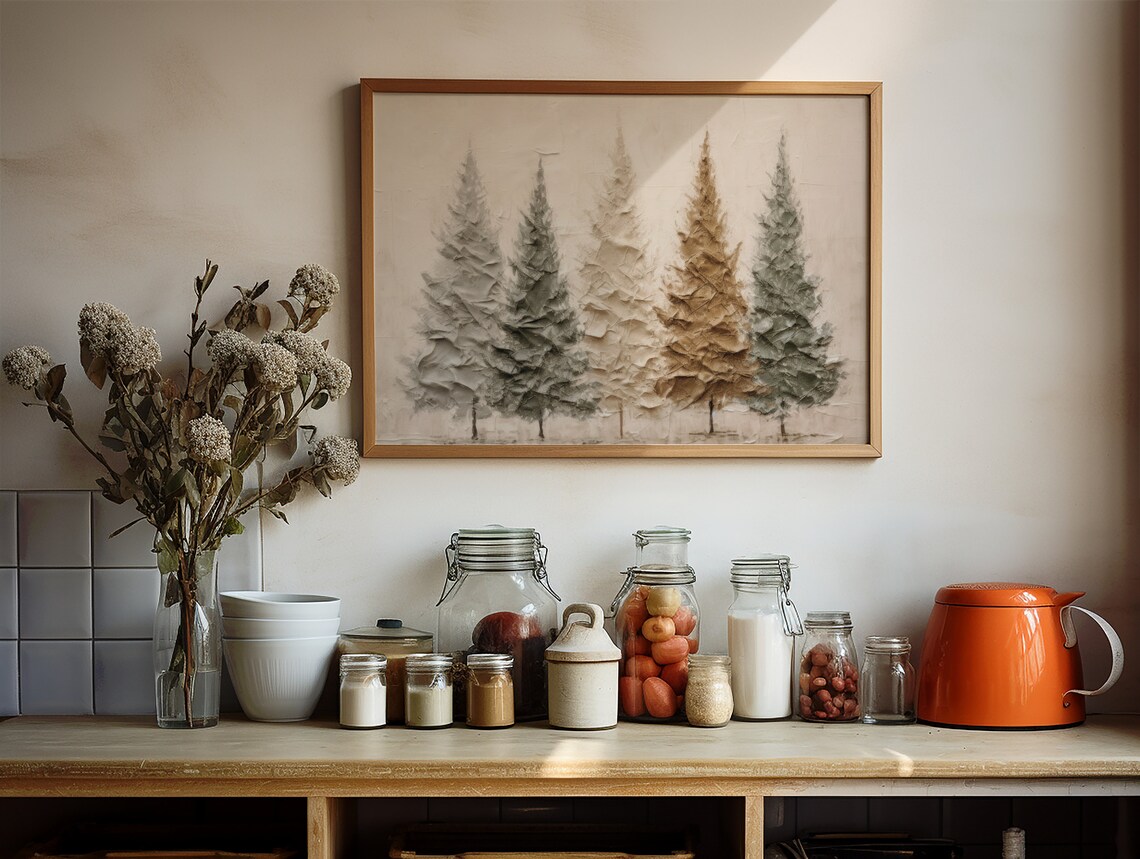 Primitive Pine Trees - Rustic Fall Lodge Landscape - Image 3