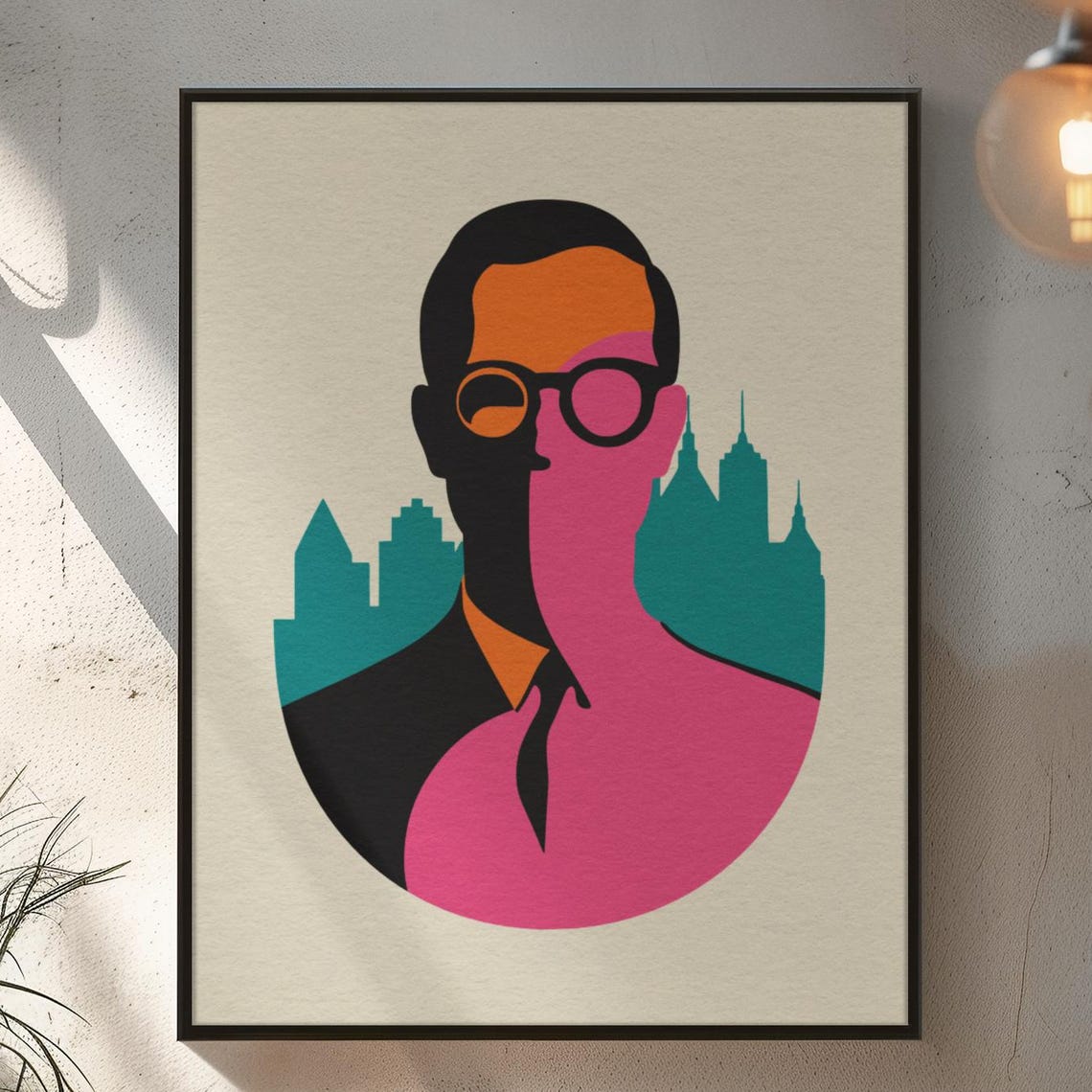 Modern Abstract Duality Silhouette Art Retro Pop Urban Illustration Premium Matte Paper Poster