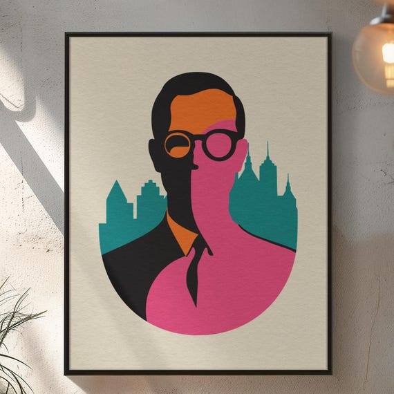 Modern Abstract Duality Silhouette Art Retro Pop Urban Illustration Premium Matte Paper Poster