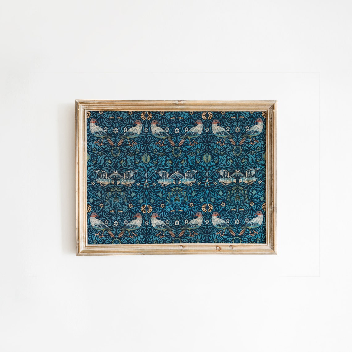 William Morris Birds Navy Floral Birds Tapestry Pattern Vintage Poster - Image 5