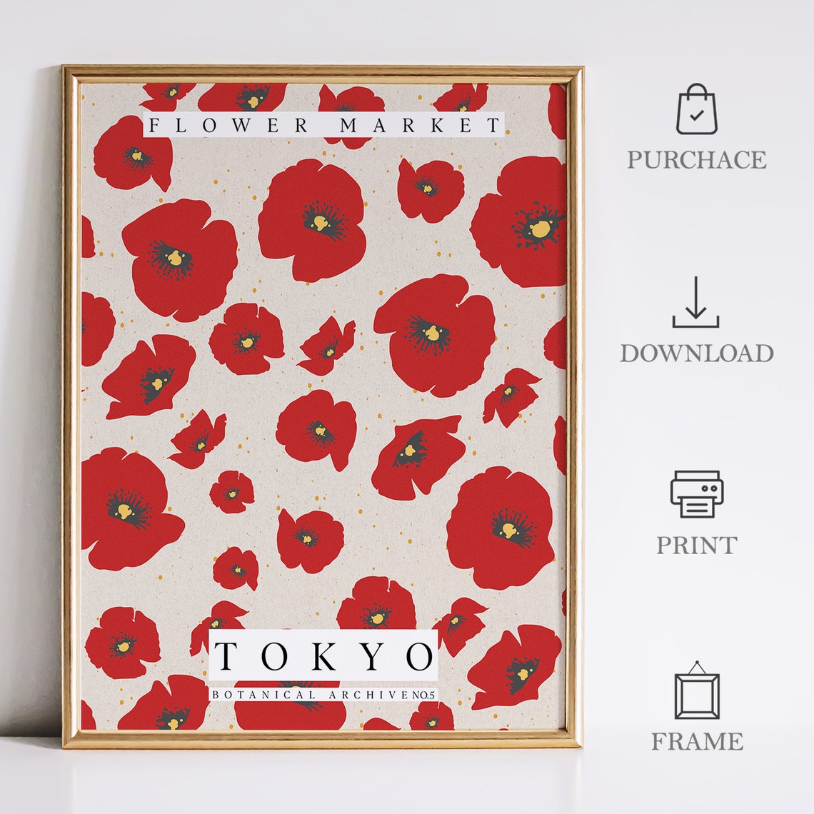 Flower Market Print Tokyo Flower Market Poster Flower Market Bedroom Decor Living Room Decor Modern Floral Wall Art - Image 4