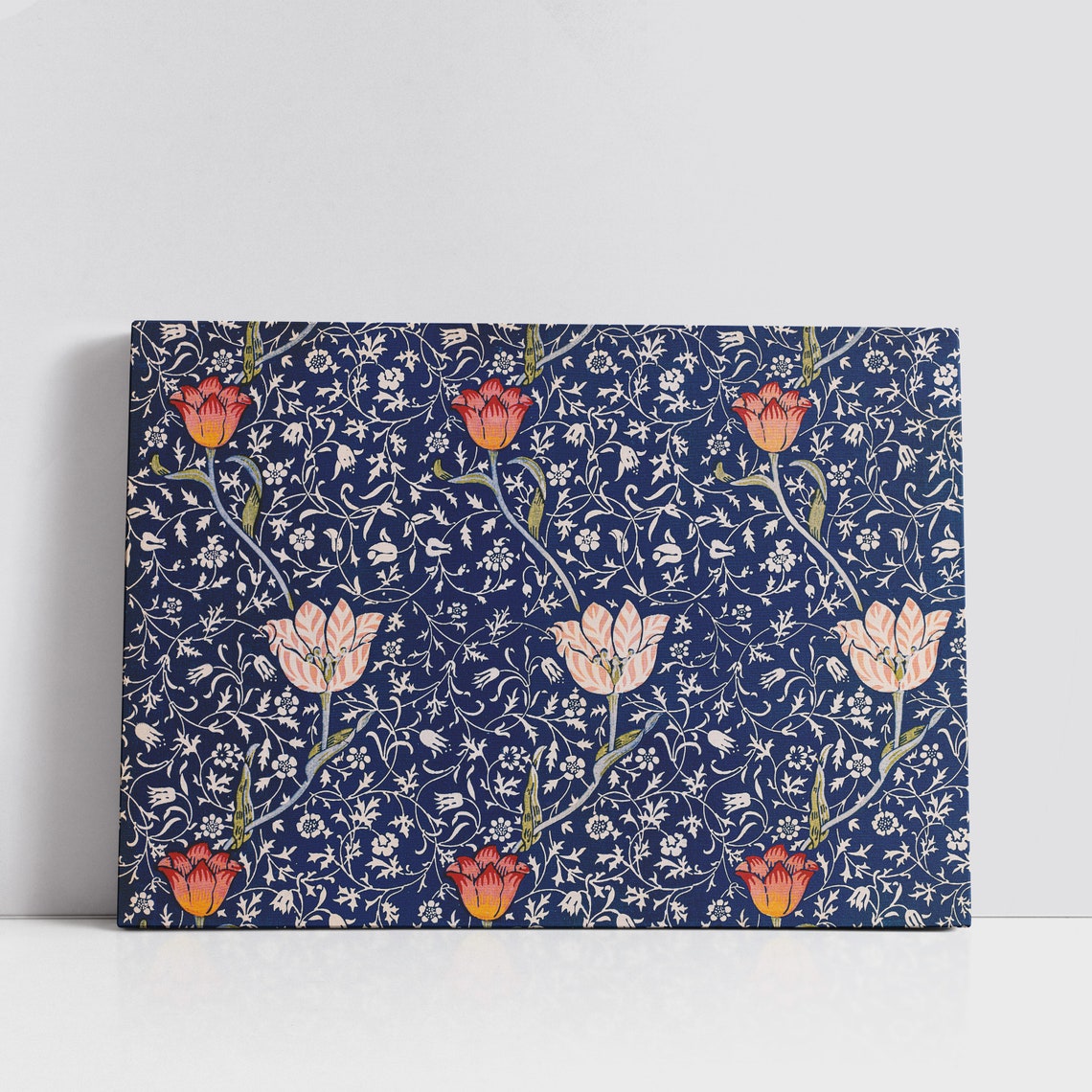 Indigo Blue Tapestry Tulip Floral Arts Crafts Pattern Poster - Image 5