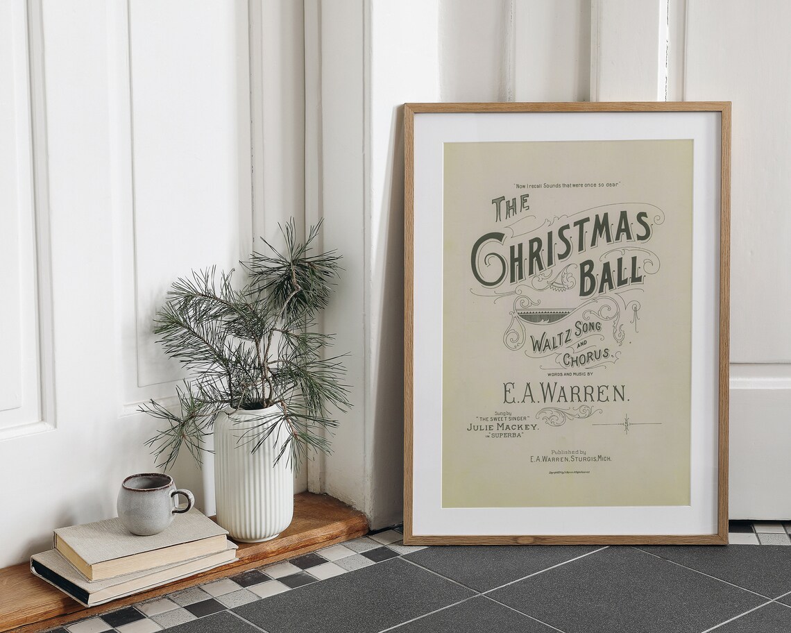 The Christmas Ball Vintage Sheet Music Cover Waltz Song Poster - Image 5