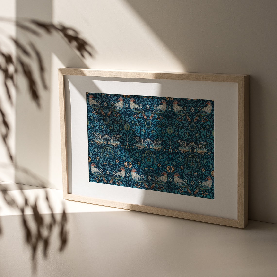 William Morris Birds Navy Floral Birds Tapestry Pattern Vintage Poster - Image 4