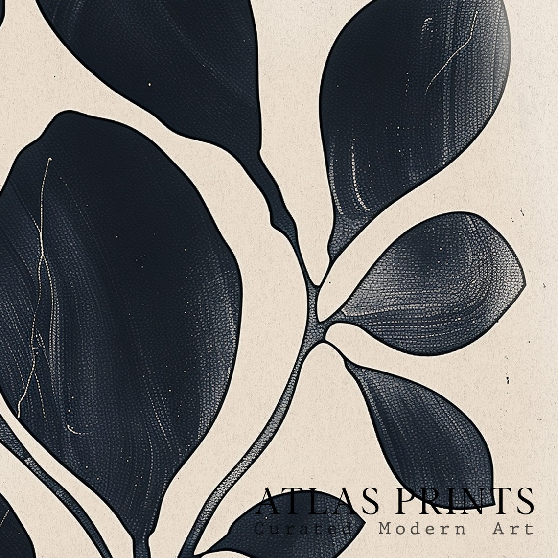 Black Botanical Branch Beige Background Minimalist Modern Wall Art - Image 3