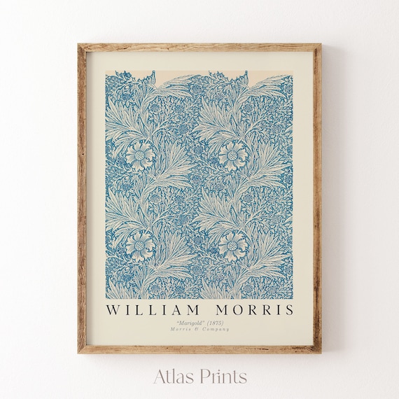 William Morris Marigold 1875 Blue Floral Arts and Crafts Poster