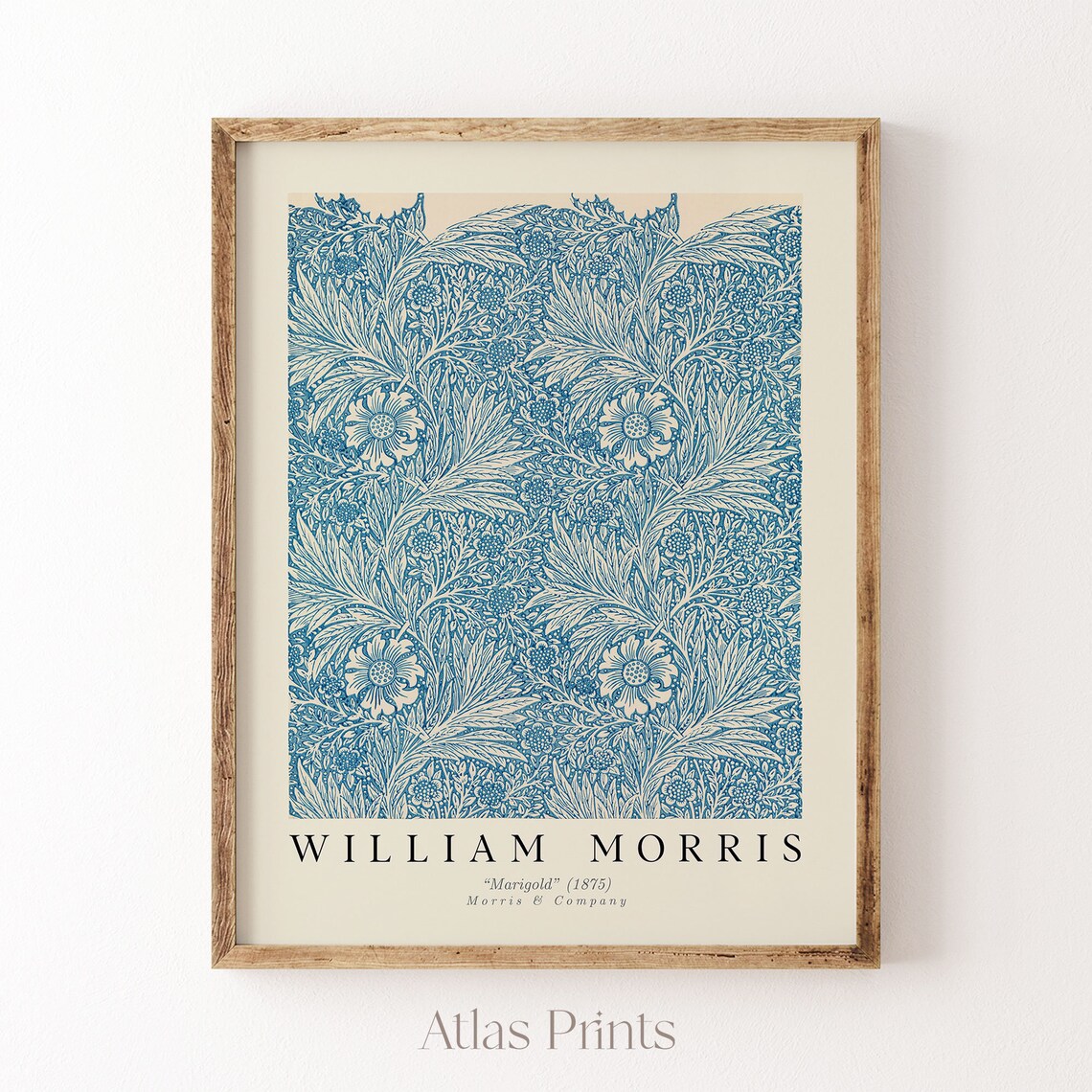 William Morris Marigold 1875 Blue Floral Arts and Crafts Poster