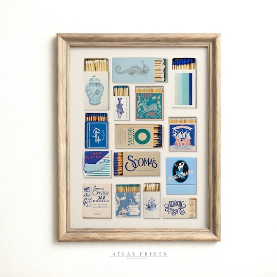 Vintage Matchbox Collection Retro Hotel Restaurant Match Art Poster