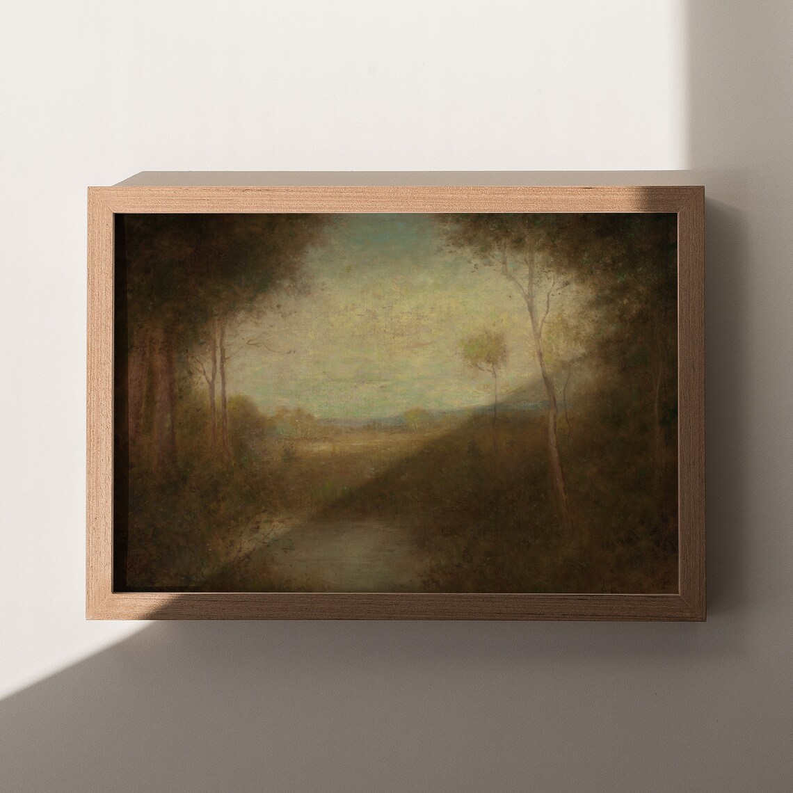 Moody Vintage Forest Landscape With Still Pond Tonalism Style Painting Poster - Image 5