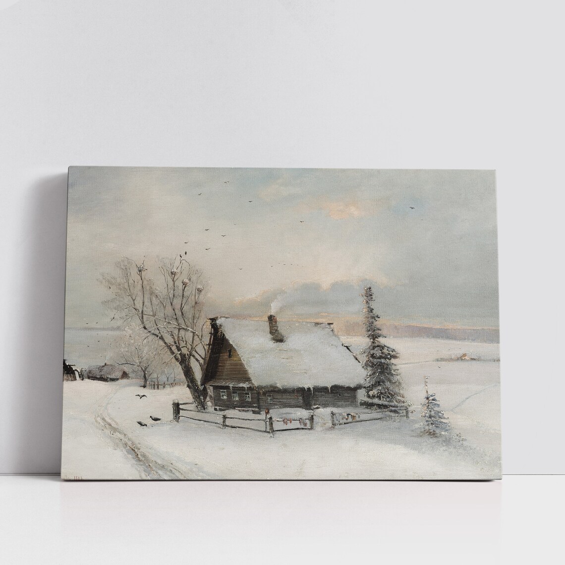 Vintage Winter Cottage Snow Landscape Antique Farmhouse Art Poster - Image 4