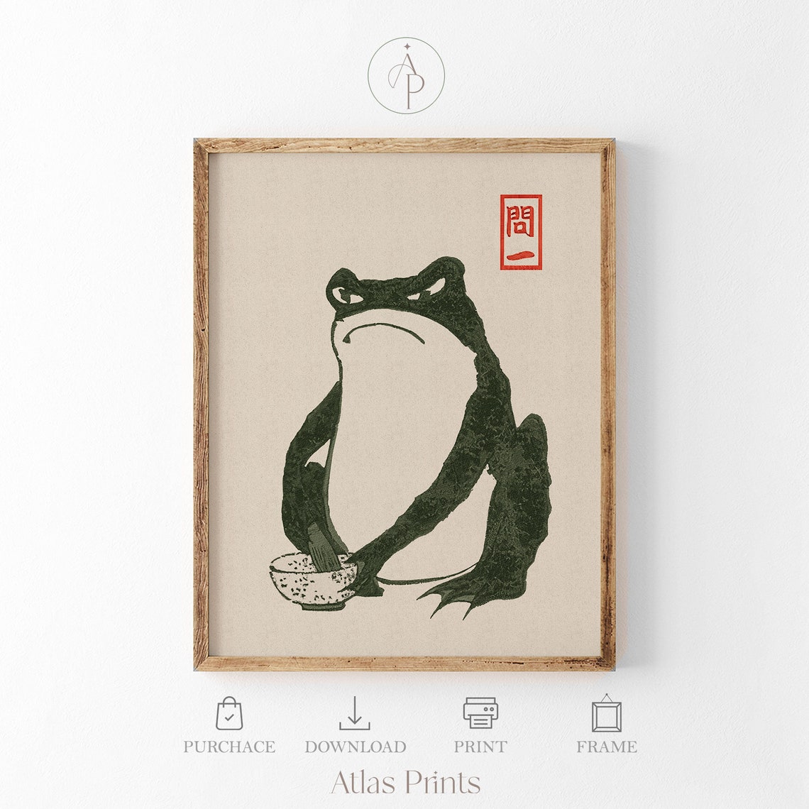 Matsumoto Hoji Green Frog Art Print Hoji Vintage Toad Painting Poster Japanese Woodblock Painting Wabi Sabi Wall Art - Image 3