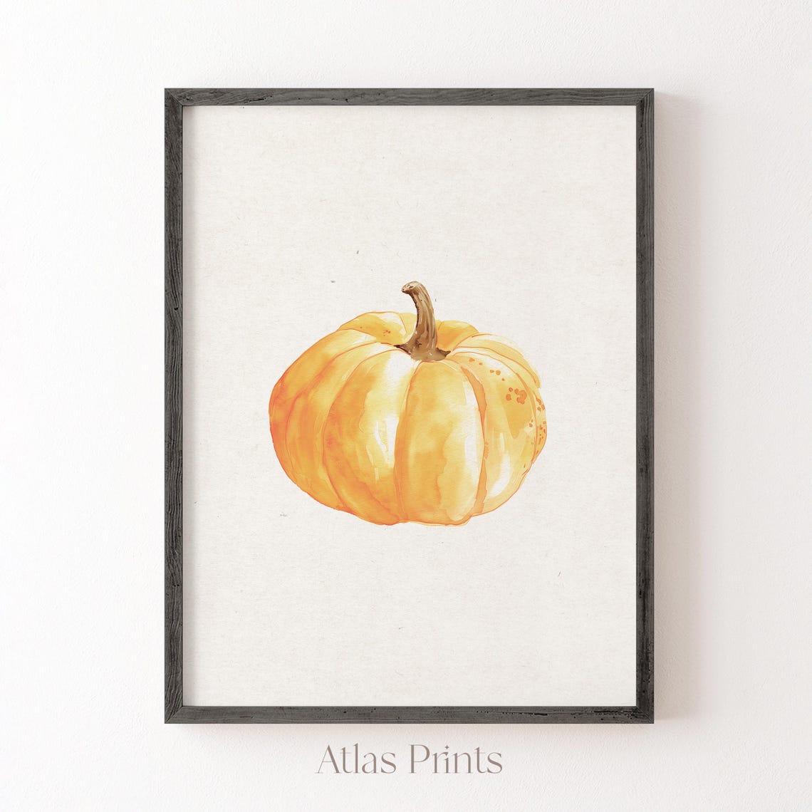 Watercolor Orange Pumpkin Minimalist Fall Kitchen Art Poster - Image 4