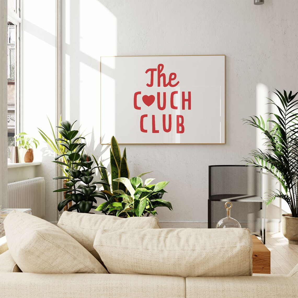 The Couch Club Red Heart Funny Cozy Movie Night Living Room Poster - Image 3