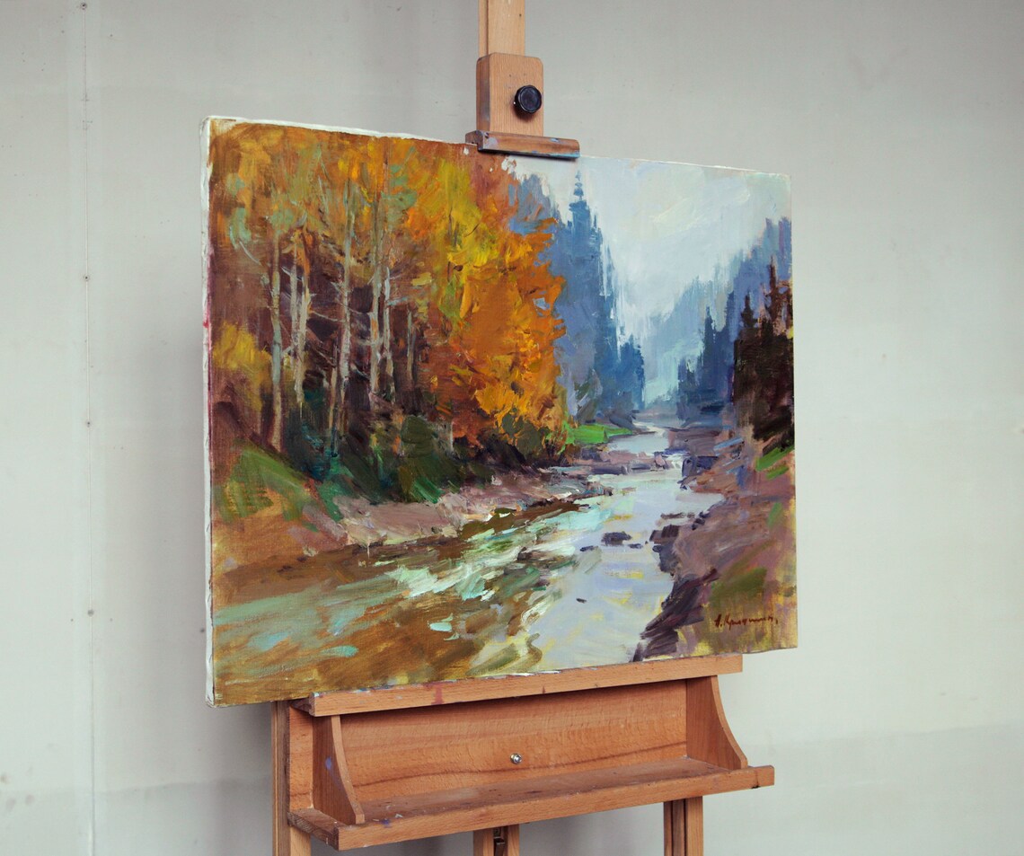 Mountain Forest Autumn Impressionism Landscape - Image 2