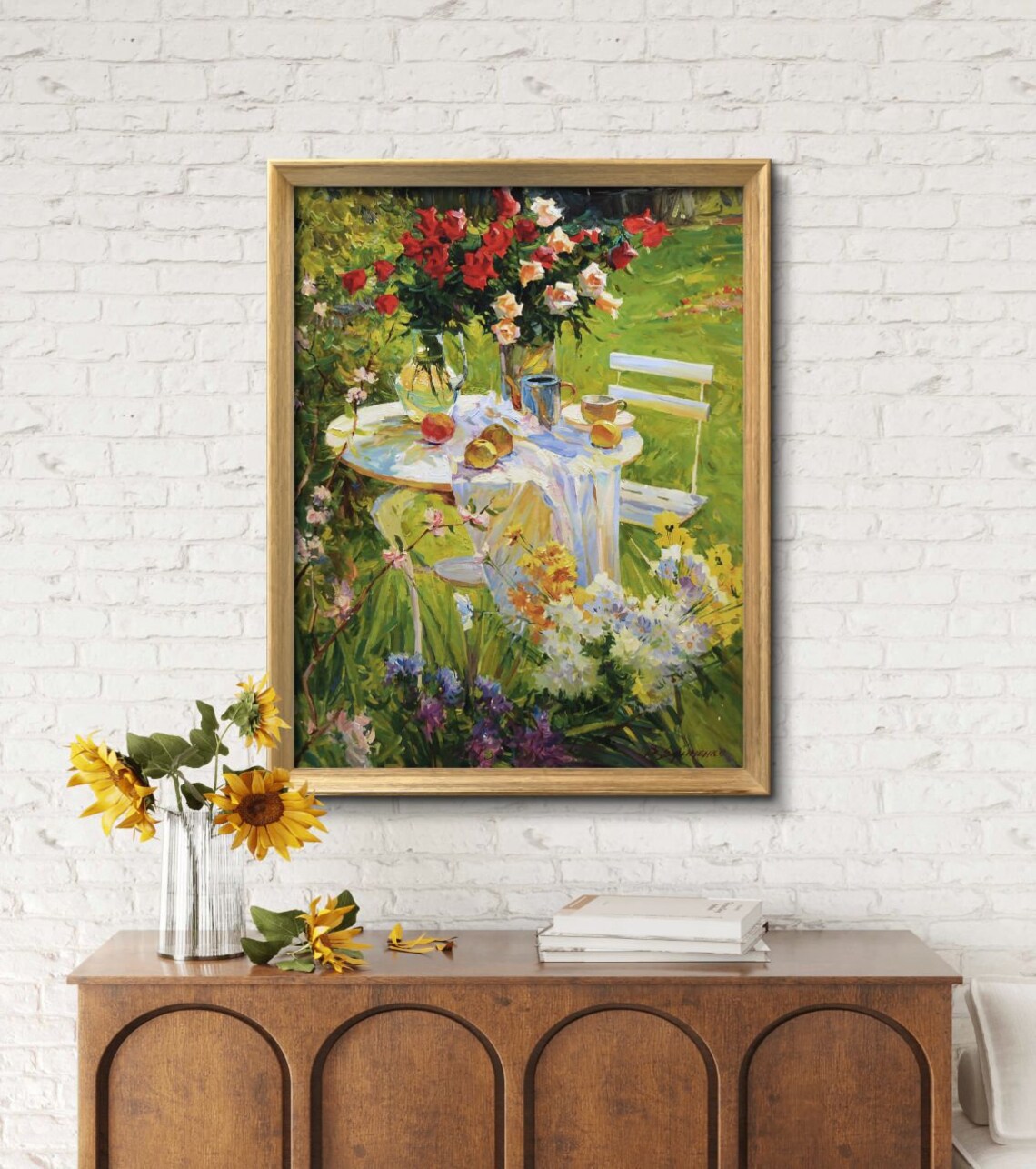 Tea Roses Painting, Original Still Life Home Decor