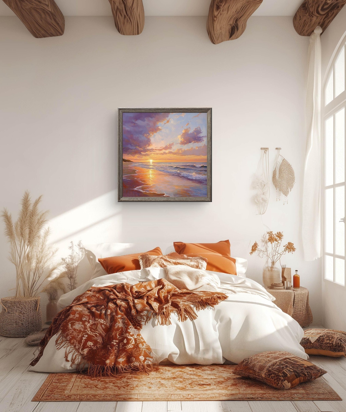 Golden Horizon Serene Sunset Beach Art Print
