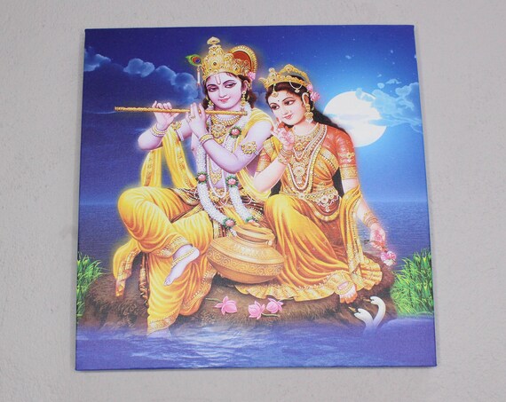 Radha Krishna Hindu Couple Artwork, Wall Art Print
