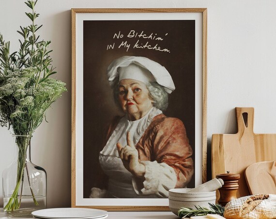 Funny Kitchen Art Wall Decor Chef Rules Vintage Style Classical Painting Art Poster Print Cook Humor Food Amusing