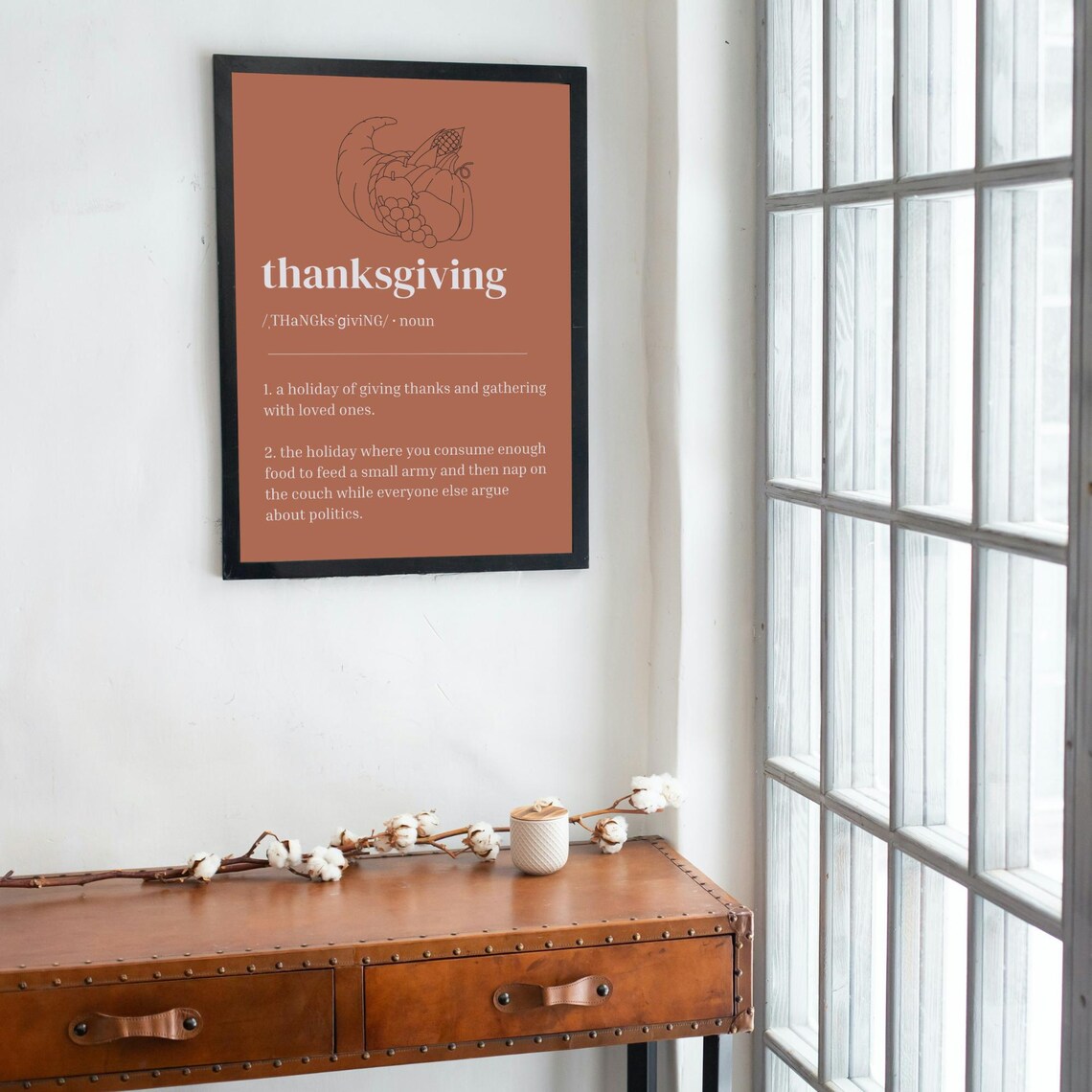 Thanksgiving Definition Funny Holiday Dictionary Cornucopia Orange Poster - Image 2