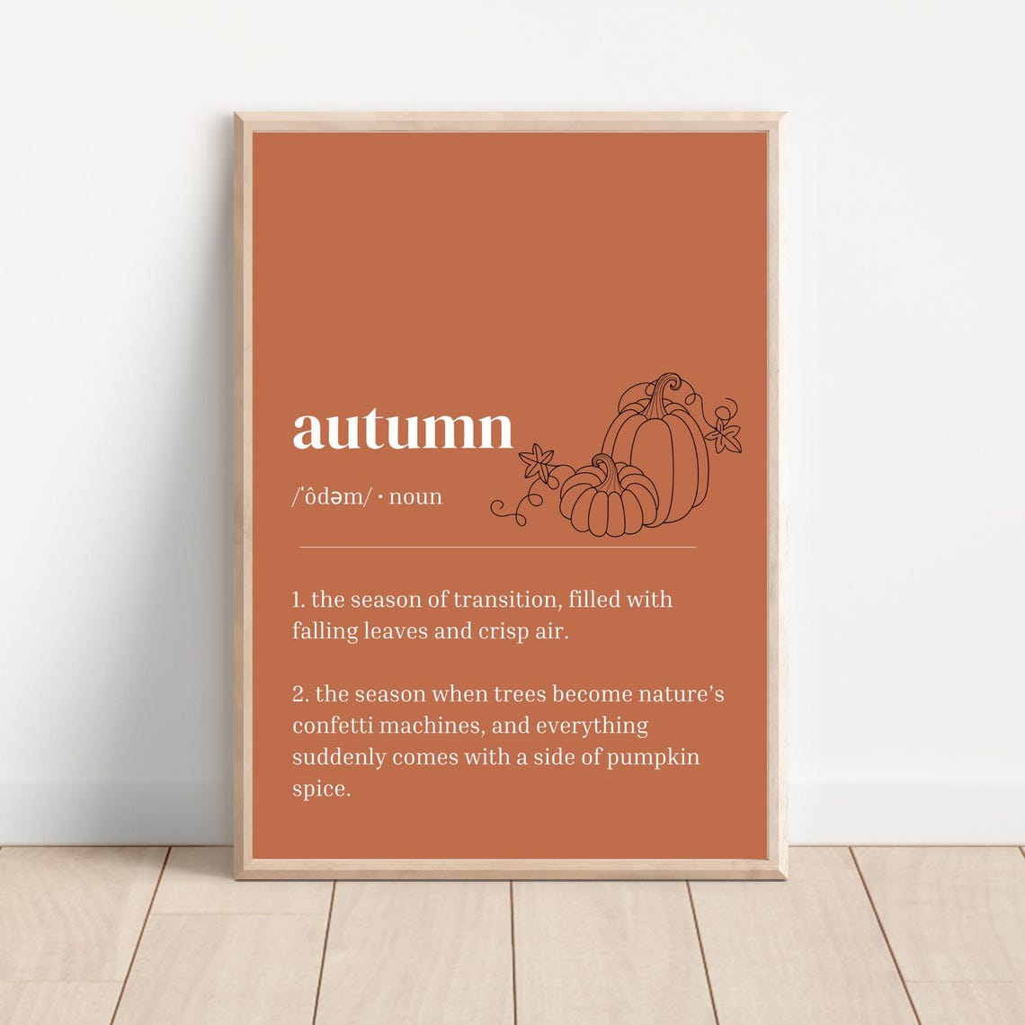 Autumn Definition Burnt Orange Pumpkin Spice Fall Dictionary Poster