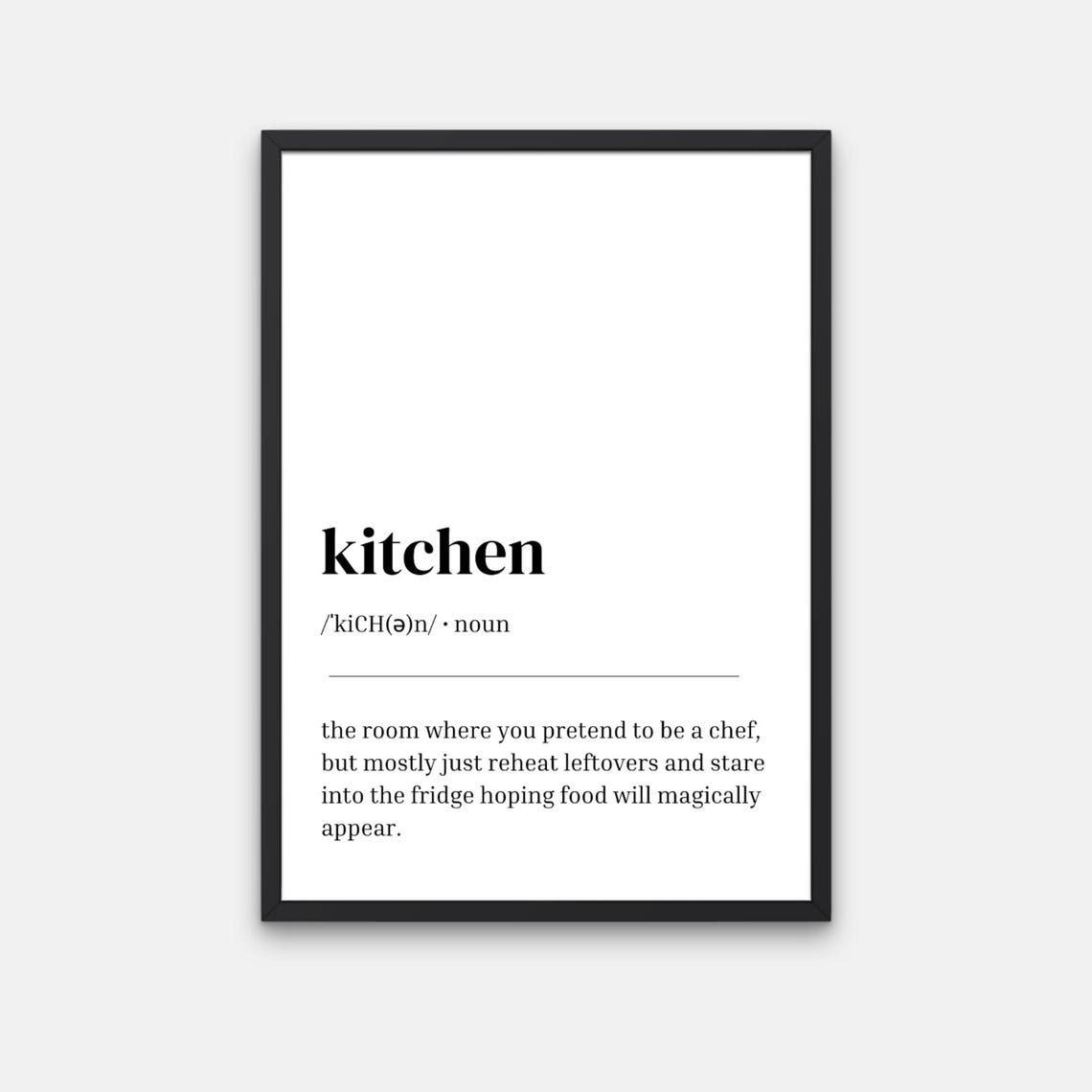 Kitchen Definition Minimalist Funny Chef Leftovers Dictionary Poster
