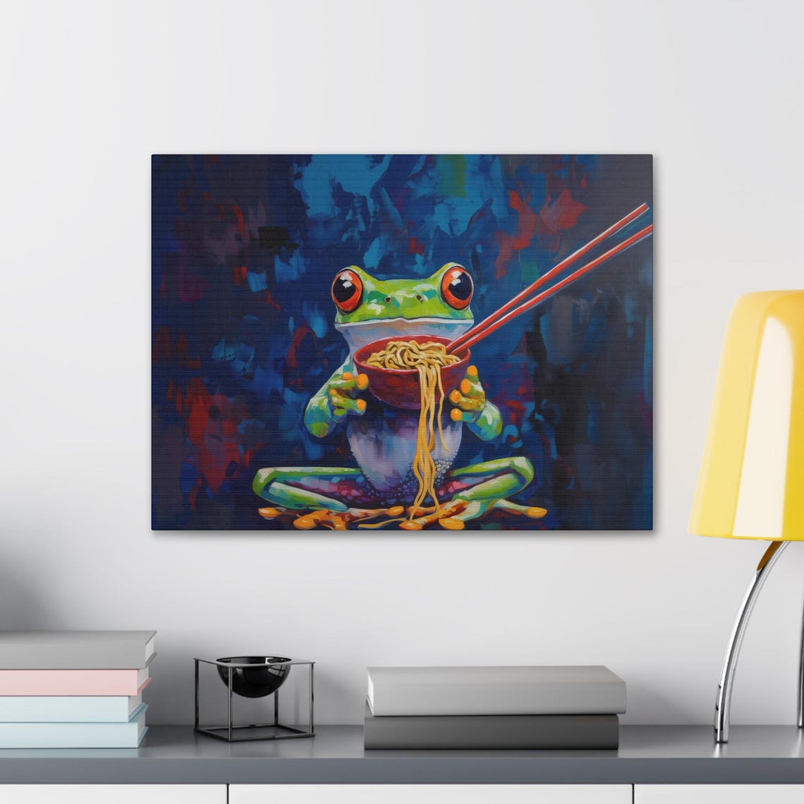 Maximalist Eclectic Ramen Frog Print Bold Altered Animal Portrait Fantasy Fun Colorful Renaissance Rustic Art - Image 2