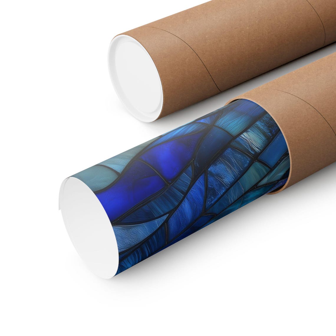 Large Stained Glass Ocean Waves Under Golden Sunset Sky Poster - Image 2