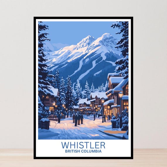 Whistler Travel Poster Art Gifts Home Decor Wall Ski Prints Framed