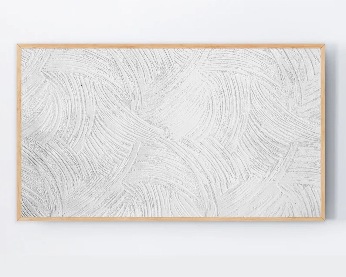 White Textured Brushstroke Abstract Modern Minimalist Art Poster