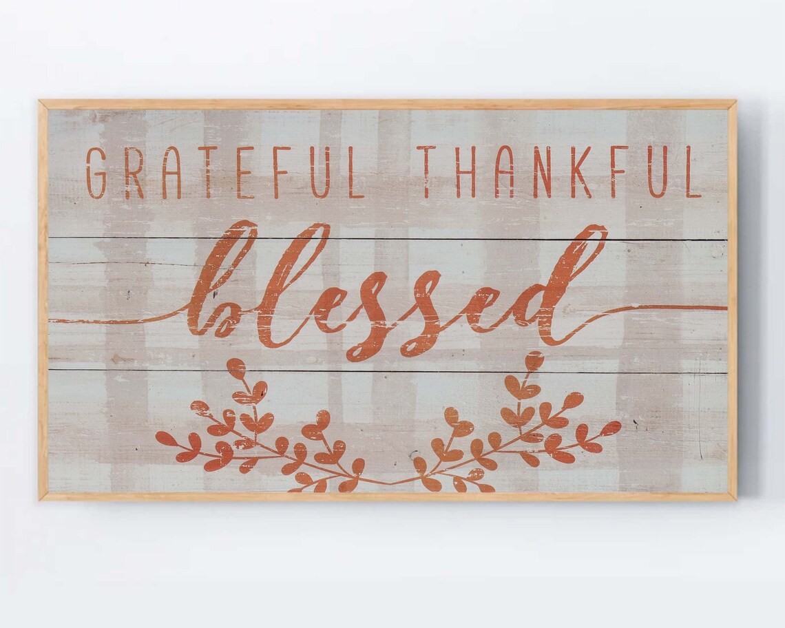 Grateful Thankful Blessed Boho Thanksgiving Art Print