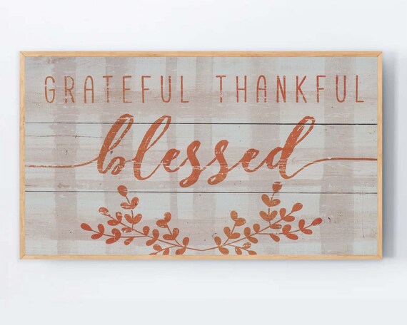 Grateful Thankful Blessed Boho Thanksgiving Art Print