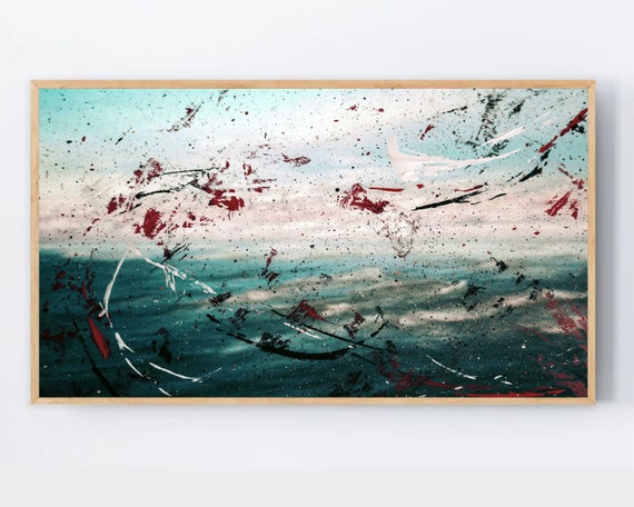 Abstract Frame Tv Painting Samsung Art Paint Texture Strokes Modern Living Room