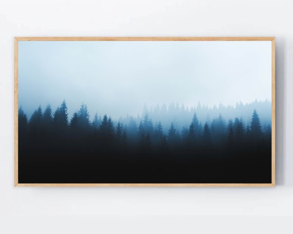 Minimal Forest Frame Tv Art Modern Samsung Instant Rustic Blue Moody