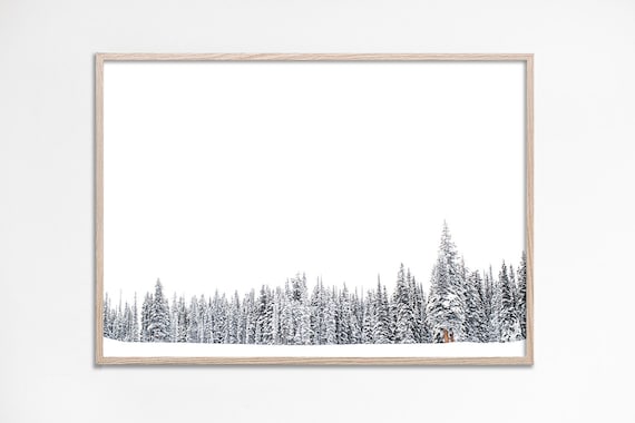Minimalist Snowy Pine Forest Treeline Winter Photography Poster