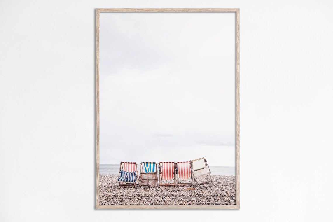 Beach Chair Retro Print, Coastal Wall Art Poster