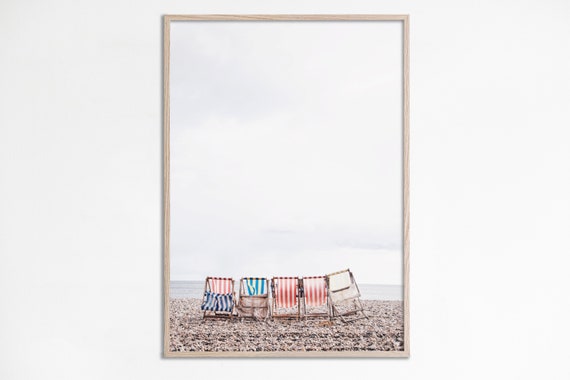 Beach Chair Retro Print, Coastal Wall Art Poster
