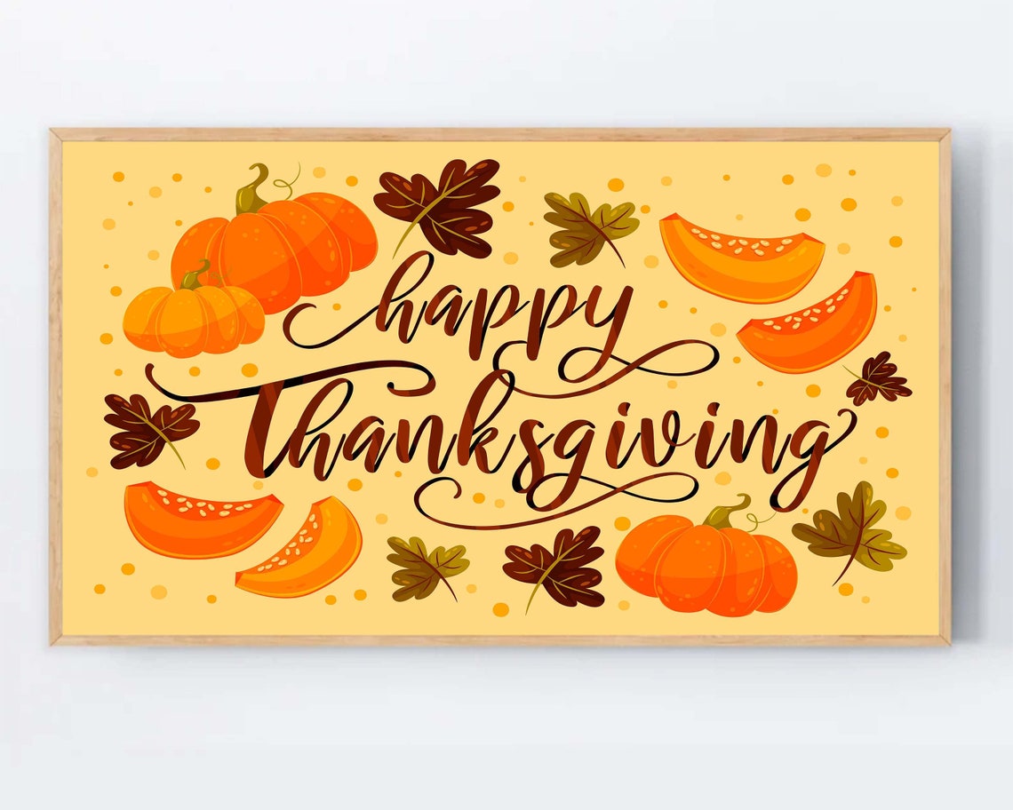 Happy Thanksgiving Pumpkins Autumn Script Lettering Holiday Poster