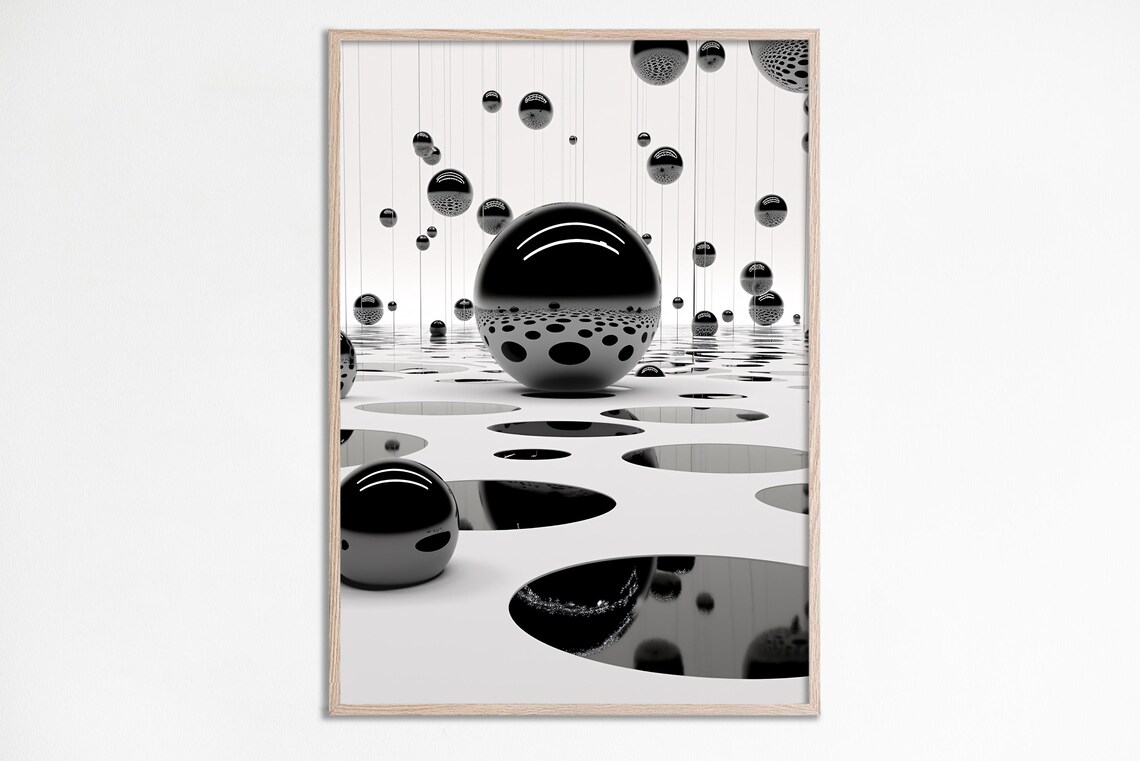Black Spheres Futuristic Abstract Art Print