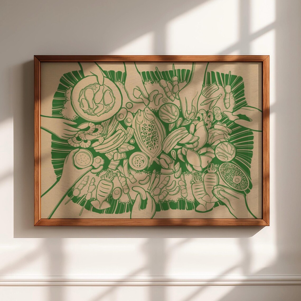 Filipino Kamayan Feast Art Print, Salo Wall Decor