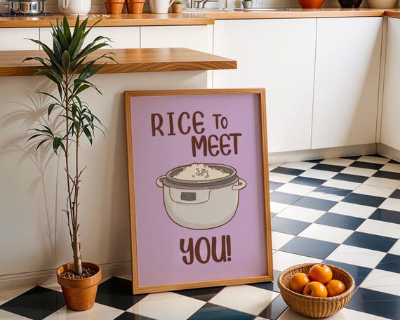 Rice To Meet You Poster Kitchen Culinary Humor Print